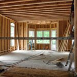 Room under construction with exposed wooden framing